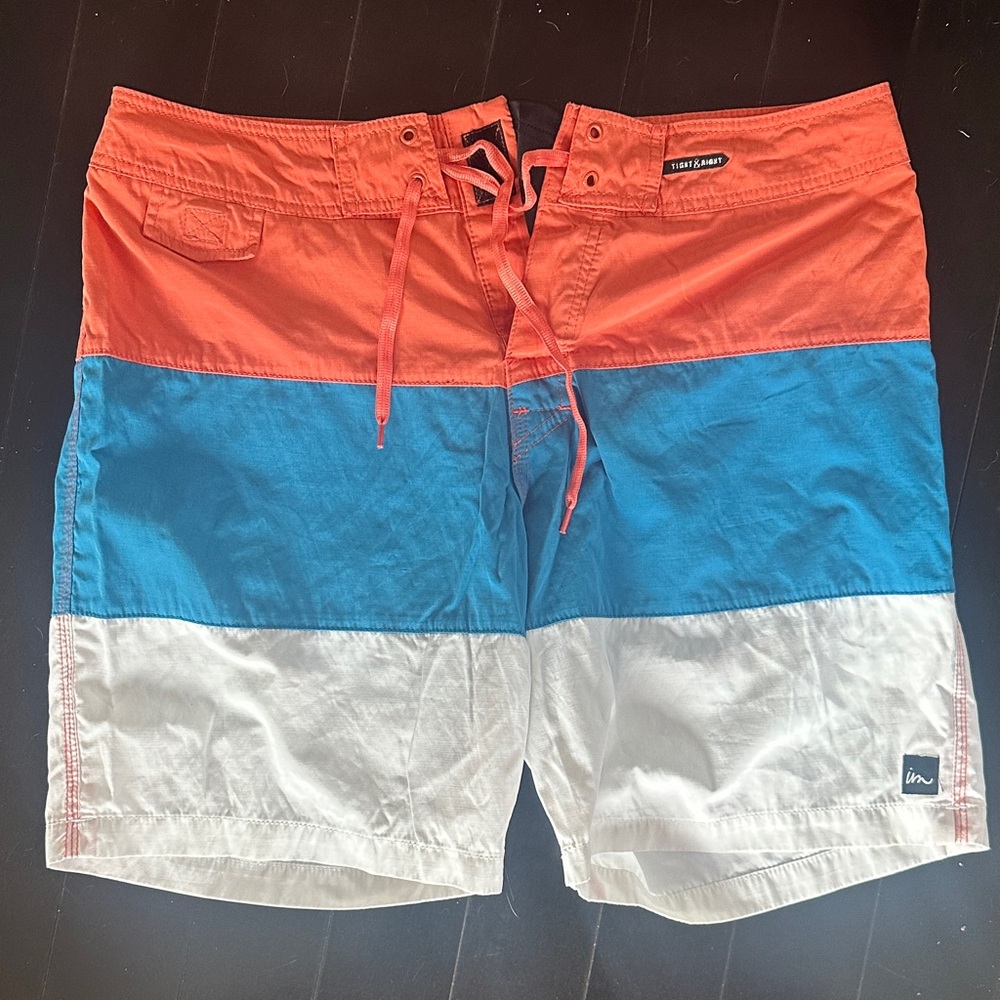Tri-Block Orange, Blue & White Men’s Board Shorts